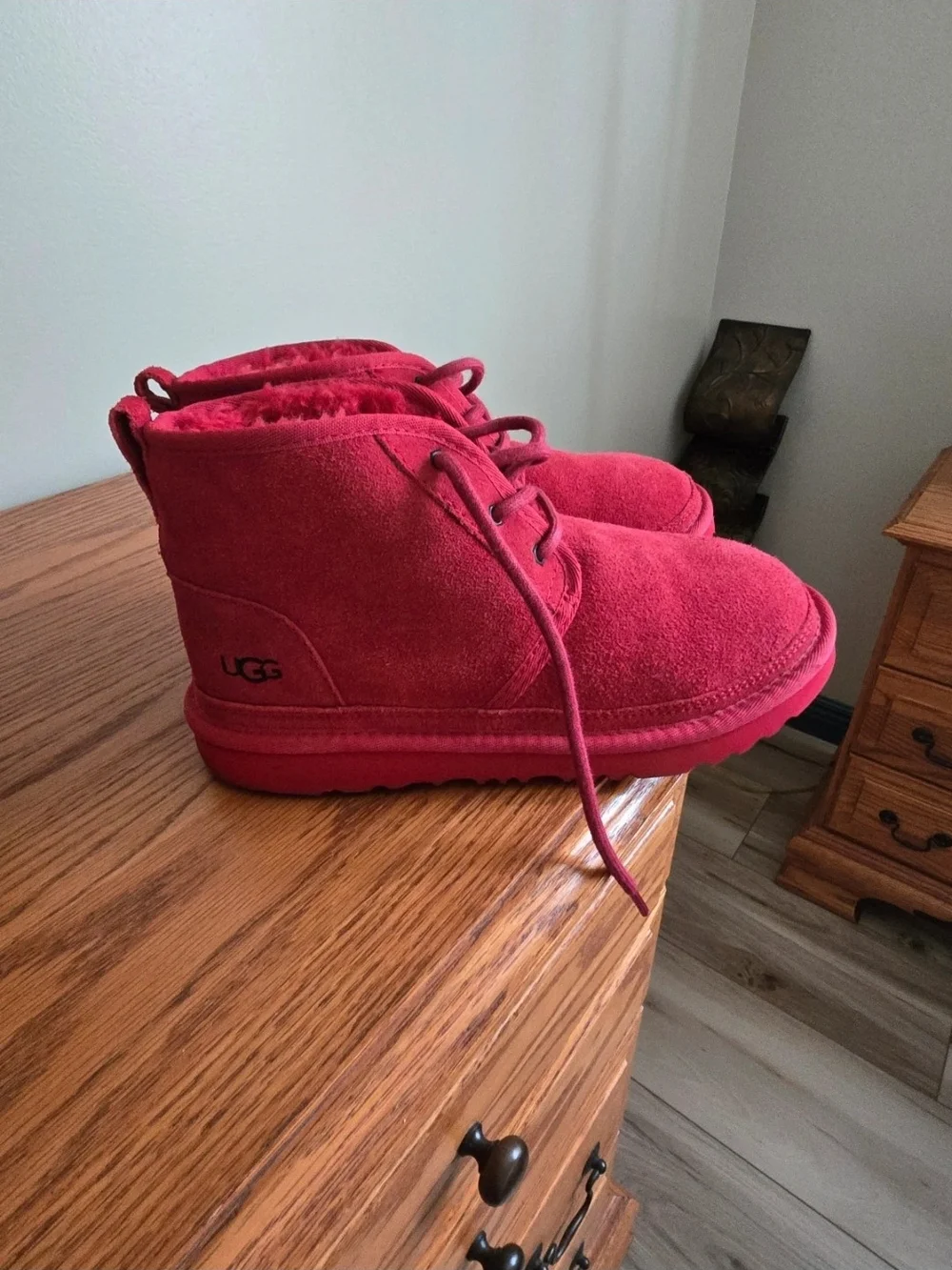UGG Kids Red Suede Ankle Boots